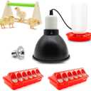 Chick Feeder and Waterer Kit with 75W Heat Lamp, Chick Perch, Flip Top Poultry Feeder, Baby Chick Starter Kit for Chick Brooder, Baby Chicken Supplies for Baby Chick, Duck and Quail (Chick Feeder and Waterer Kit With 75w Heat Lamp)