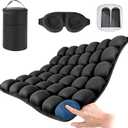 Portable Inflatable Seat Cushion, Airplane Travel Cushion Kit with Storage Pouch, Eye Mask & Earplugs, Fits Airplane Seat/Car/Office/Chairs (36 Air Cells)