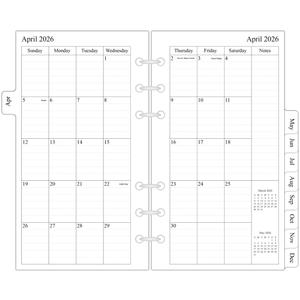 newestor 2026-2027 Planner Refill, Monthly, 3-3/4" x 6-3/4", Apr 2026 to Dec 2027, Personal/Portable Size
