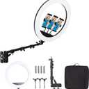 25 '' Ring Light Wall Mount with Phone Holder, Rotatable Triangle Boom Arm Overhead Light Stand for Photography Lighting Studio, Live Streaming, Salon, Barber Light, Beauty Tattoo Light