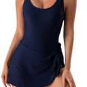 Eomenie One Piece Swimdress Swimsuits for Women Tummy Control Swim Dresses Skirt Bathing Suit, M