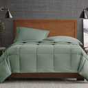 London Fog Garment Washed Solid Comforter Set Green Microfiber 3-Piece Full/Queen Comforter Set, Solid Themed, Adult and Teen, Oeko-TEX Certified
