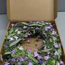 LLZLL Purple Spring Wreaths for Front Door 22 Inch Summer Wreath Artificial Violet Lavender Wreath with Eucalyptus Leaf for Spring Easter Home Decorations