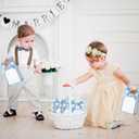 AmazingSpark 50 Pcs White Blue Mini Gift Bags Bulk 6.3 x 3.9 x 2.8 Inch Party Favors Elegant Small Gift Bags with Handles and Ribbon Bows for Wedding Birthday Bridal Baby Shower Party Favors
