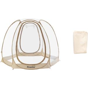 Alvantor Pop Up Bubble Tent - 10 x 10 Instant Igloo Tent - 4-6 Person Screen House for Patios - Large Oversize Weather Proof Pod - Cold Protection Camping Tent - Beige