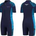 Seaskin Kids Wetsuit for Boys Girls Toddler, 2mm Front Zip Thermal Swimsuits Shorty Diving Suits Size 6