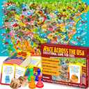 QUOKKA Board Game for Kids 8-12 - Learning, Educational Card Games for Ages 6-8 - Indoor, Outdoor Activity for Teens, Adults, Family - Geography, United States 100 Question Cards with Top Facts (3. Usa Floor Game)