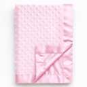 Pro Goleem Baby Soft Minky Dot Blanket with Silky Satin Backing Baby Gifts for Girls Pink, 30 x 40