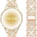 Mosonio Compatible with Samsung Galaxy Watch FE 2024 40mm/Galaxy Watch 5 Band 40mm 44mm/ Galaxy Watch 4 Band 40mm 44mm with Protective Cover Case, 20mm Bling Metal Galaxy Watch Band for Women (Silver, Black, Rose Pink, Rose Gold, Colorful, Starlight)