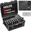 VEVOR Hard Pistol Case, Holds Multiple Pistols & Magazine, Hard Gun Case with Pre-Cut XPE Foam Lining, Waterproof Firearm Travel Case with Handle for Gun, Lenses, Camera, Gear, TSA Compliant, 8 Pistols & 28 Magazine