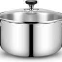 Tri-Ply Stainless Steel Stock Pot, 20 Quart Heavy Duty Induction Cooking Pot with Visible Lid for Pasta, Soup, Spaghetti, Sturdy & Double Handle, Dishwasher Safe