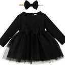 Toddler Baby Girl Dress Infant Girl Clothes Outfits Tulle Dresses Princess Wedding Dress for Baby Girls 3M to 3 Year (6-12 Months, Black)