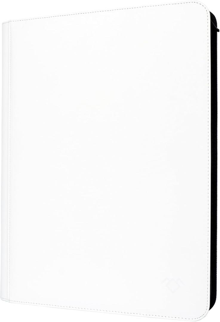 GrinOwl 16 Pocket Card Binder, Fits 1216 Trading Cards 1200+ Pockets Ringless Trading Card Album Folder for TCG (White)