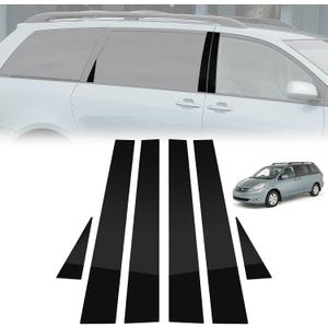 Door Pillar Covers Fit for Toyota Sienna 2004-2010,Exterior B Pillar Molding Post Trim Overlay,Pre-Cut Side Pillar Cover Trim Protector,Anti-Scratch,6PCS,Glossy Black