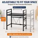 Microwave Rack, Adjustable Carbon Steel Stand with 3 Hooks, Large