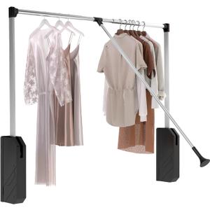 Pull Down Closet Rod, Pull Down Clothing Rod for Hanging Clothes, Adjustable 33-45 inch, Heavy Duty Closet Rod Hanging Clothes for Wardrobe Cabinet, Side or Back Mounted