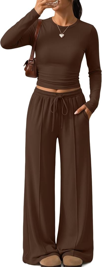 Trendy Queen Women's 2 Piece Fall Lounge Sets 2026 Designed with Pintuck, XS