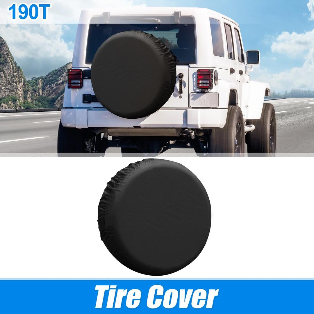 Valvphora Spare Tire Cover 14 Inch Wheel, Universal Wheel Travel Protectors for Rv Camper Trailer SUV Truck, Black