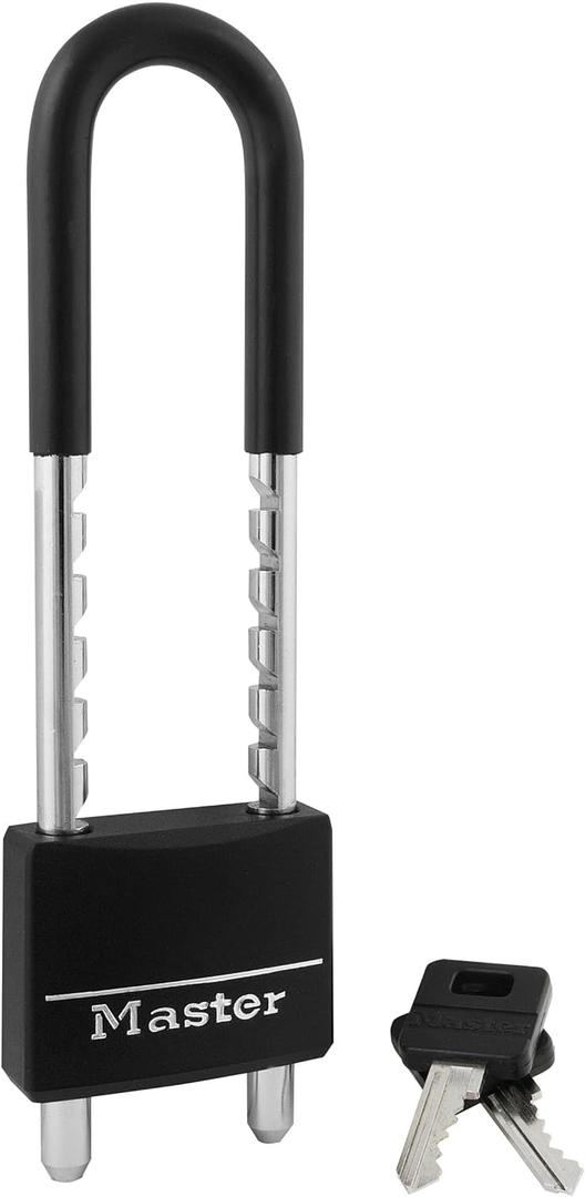 Master Lock 527D Adjustable Shackle Padlock with Key, Black (2 inch wide)