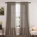Dark Taupe Linen Curtains 90 Inch Length 2 Panels Set for Living Room Rod Pocket Back Tab Window Drapes Light Filtering Modern Farmhouse Curtain 90 Inches Long for Dining Room Bedroom Nursery 52x90