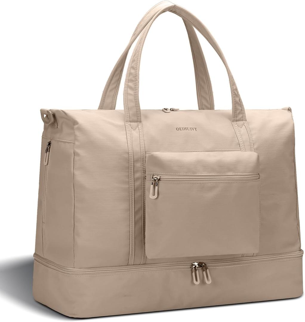 2 x Women's Weekender bag Travel Duffel Bag with Shoe Compartment 21-inch Airline-Approved Carry-On, 2-Piece Overnight Bag Set Personal Item Luggage