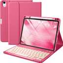 Harvopu Compatible for iPad Air 11-inch/Air 5th 4th Generation Case with Keyboard - Backlit Detachable, Folio Cover with Pencil Holder for iPad Air 11 Inch M4/M3/M2, Air 5/ Air 4 (Watermelon)