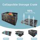 Collapsible Storage Crates | Stackable Storage Baskets | Plastic Folding Crates with Handles | Foldable Crate Suitable for Shopping Cart, Groceries, Warehouse,Supermarket, Black