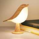 Small Desk Lamp, Cute Bird Light Cordless Lamp with 3 Color Temperature and Touch Sensor,Kids Night Light with Rechargeable Battery for Bedroom Nightstand Bedside Table Room Decor (Maple)