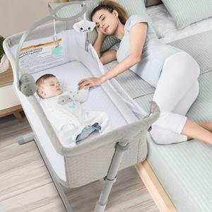 RONBEI Baby Bassinet, Bedside Sleeper Cribs,Baby Bed to Bed, Adjustable, Portable for Newborn, Infant/Baby Boy/Baby Girl