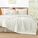 Litanika Ivory Full Comforter Sets, Lightweight Fluffy Bedding Comforter Sets for Bed, 3 Pieces Down Alternative Comforter Bed Set Gift Choice (79x90Inches, 1 Comforter and 2 Pillow Shams)