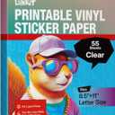Uinkit 55 Sheets Printable Clear Sticker Waterproof Transparency Vinyl Sticker Only for Laser Printer -100% Transparent 8.5x11inch Full Sheet Labels for Personalized Labels, Custom Artwork