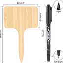 T-Type Bamboo Garden Markers 60 Pack Bamboo Plant Labels with Marker Pen Plant Tag Accessories for Herbs, Seedlings, Vegetables, Flowers