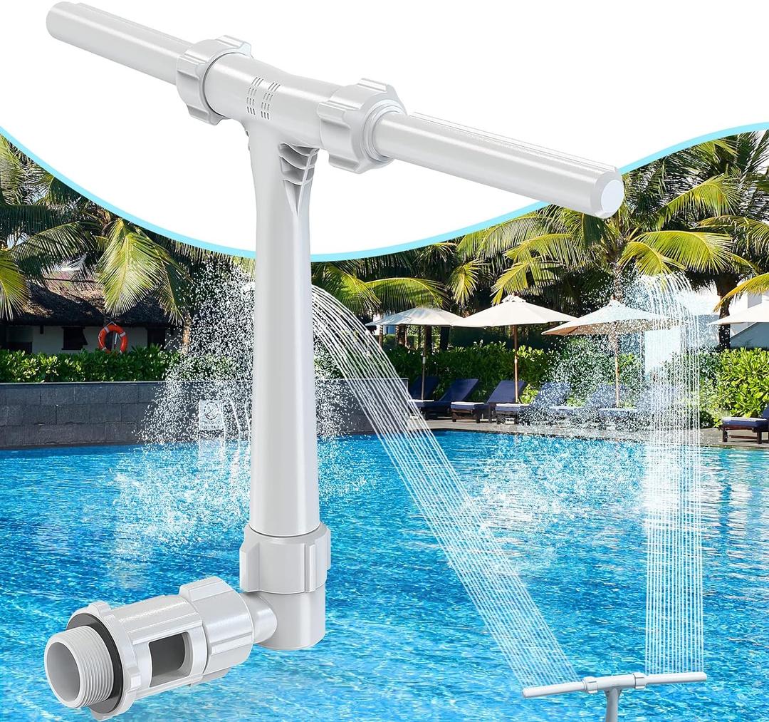 [Patent Pending] POOLHACKER 2025 Upgrade Pool Fountain - Dual Spray Water Fountains for Above Ground/Inground Pools, 2-in-1 Adjustable Waterfall Pool Sprinkler Fountain (for in-tex & for Best-Way)