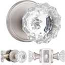 Glass Door Knobs Interior, Passage Crystal Door Knobs for Hall, ClosetSatin Nickel, 1 Pack