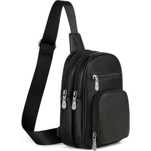 FADEON Sling Bags for Women Crossbody Bags, Designer PU Leather Sling Purse Multi-Pocket Packs with Card Slot Purse Black FADEON Sling Bags for Women Crossbody Bags, Designer PU Leather Sling Purse Multi-Pocket Packs with Card Slot Purse Black