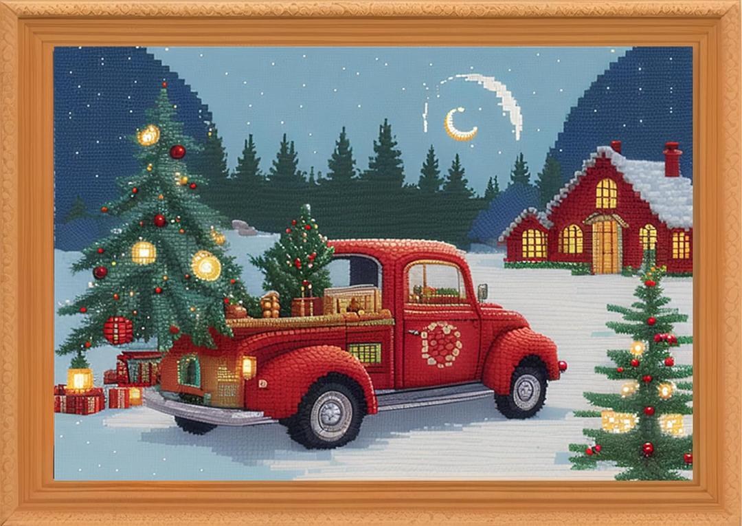 Redxing Stamped Cross Stitch Kits Embroidery kit for Beginners Adults Full Range of Embroidery Patterns Starter Kits DIY Printed Cross Stitch Kits Needlepoint Kits 11CT-Joy Christmas 15.7x19.7 inch