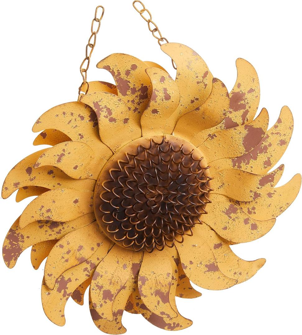 10 Inch Distressed Golden Yellow Metal Sunflower Arrow Replacement