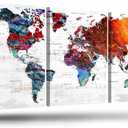 World Map Wall Art Living Room Wall Decor Office Pictures for Wall Decorations Large Abstract Art 60" W x 28" H Framed Paintings for Dining Room (60L" x 28W", 2-Colorful)