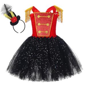 Tutu Dreams Christmas Circus Costume for Girls Kids America Drum Majorette Dress with Ringmaster Hat Carnival Pageant For 4-6Y