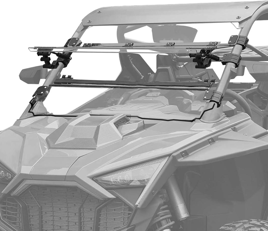 Flip Up Windshield for 2020-2024 Polaris RZR PRO XP/PRO R/RZR TURBO R Accessories, 3-in-1 Clear 1/5" Hard Coated Poly Front Windscreen, Can be Fully Closed, Vented, or Open
