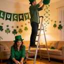 3 x St Patricks Day Decorations Pre-Assembled Shamrock Lucky Banner Garlands Clover Hanging Swirls Irish Decor for Home Saint Patrick Party Supplies