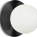 1 Light Wall Sconce, Mid Century Modern Globe Wall Sconce, Ceiling Light Fixture, Vanity Light Fixture, Indoor Wall Light for Living Room Bedroom Hallway Bathroom Entry (Matt Black)