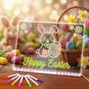 Led Note Board with 7 Color Markers, 13.7"X10" Acrylic Dry Erase Led Drawing Board with Stand Gifts for Halloween, Christmas, New Year, Birthdays, Weddings