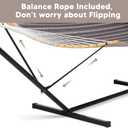 SUNCREAT Hammocks for Outside with Stand Included, Double Hammock with Curved Spreader Bar, Carrying Bag, Gray Stripes