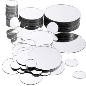 Jetec 100 Pcs Mini Size Round Mirror Adhesive Mirror Tiles for Crafts and DIY Projects 1 Inch, 2 Inch, 3 Inch (Silver)