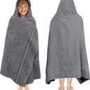 ORIGINAL KIDS Hooded Bath Towel Wrap - Ultra Soft 100% Cotton Terry Large Oversized Hooded Kids Towel - Toddler Big Kid Shower Pool Beach Towel - Absorbent Quick Dry Easy Care Gift - 30x54 - Charcoal