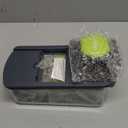 Ourokhome Mandolin Slicer with Handheld Spiralizer, Hand Safe Vegetable Shredder with 6 Mandoline Blades, Veggie Waffle Cutter for Potato, Carrot, Zucchini, Essential Kitchen Gadgets (10 in 1, Gray) (Green)