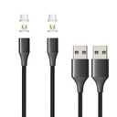 N. NETDOT Magnetic Charging Cable, Gen10 Nylon Braided 2-in-1Magnetic Phone Charger Compatible with USB-C and Micro-USB Devices (3.3ft/2 Pack Black)