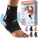 DR. BRACE ELITE Ankle Brace With Strap (Black-White, Large)