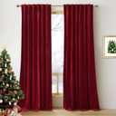 RYB HOME Red Velvet Curtains 84 inches for Bedroom - Light & Heat Block Back Tabs Window Treatment Energy Efficient Privacy Protection Drapes for Farmhouse, Living Room, Ruby Red, W52 x L84, 2 Panels